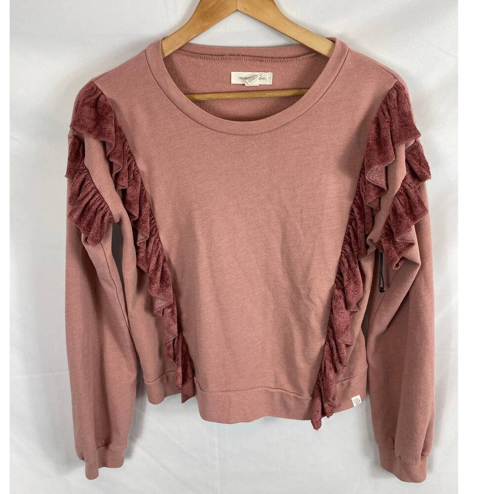 treasure & bond kids ruffle sweater pink size XL 14/16
